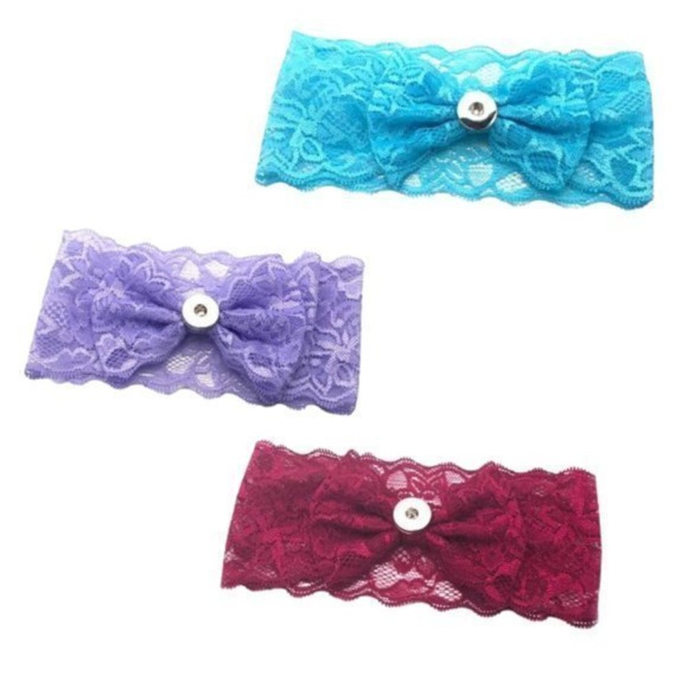 Lace Bow Girl Snap Button 18/20mm Hairband (3)